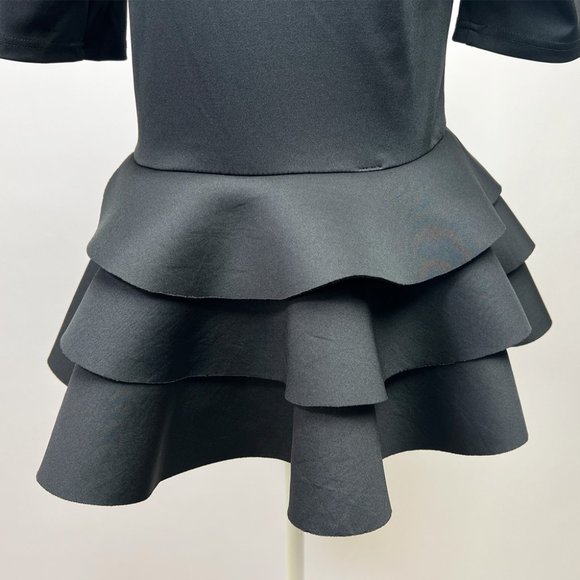 Chic and Elegant Black Casual Dress with Frill - Size Small, Pre-Owned - Picture 7 of 7